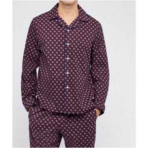 Bonobos MensPajama Set Mens L Purple Lion Print 100% Cotton Button Up Novelty